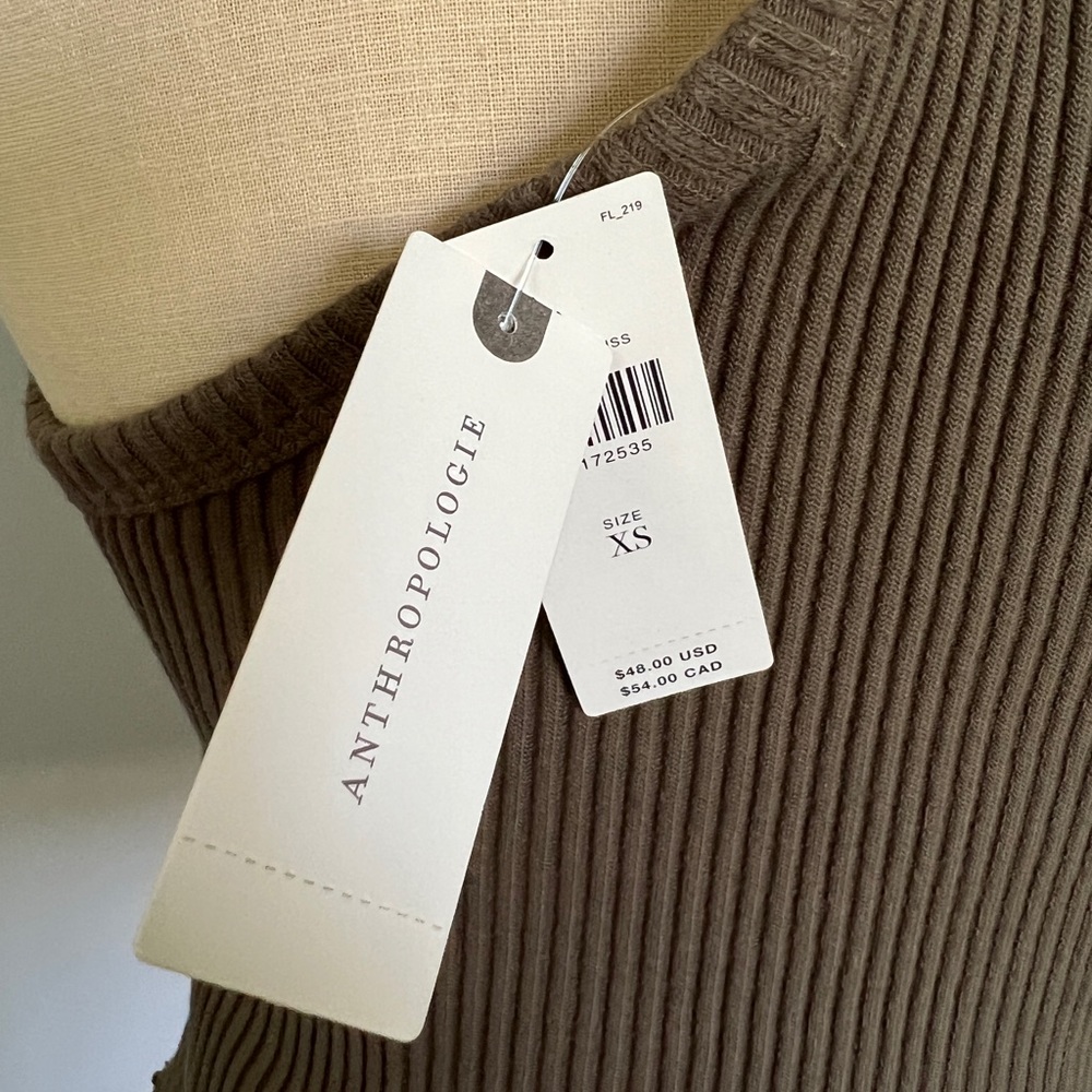 NWT Anthropologie T.La Ribbed Halter Tank Top Moss - Picture 7 of 9